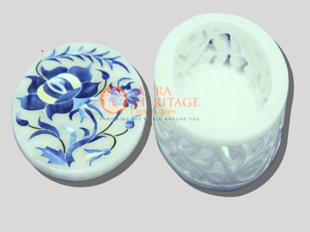 White Marble Alabaster Stone Jewelry Box